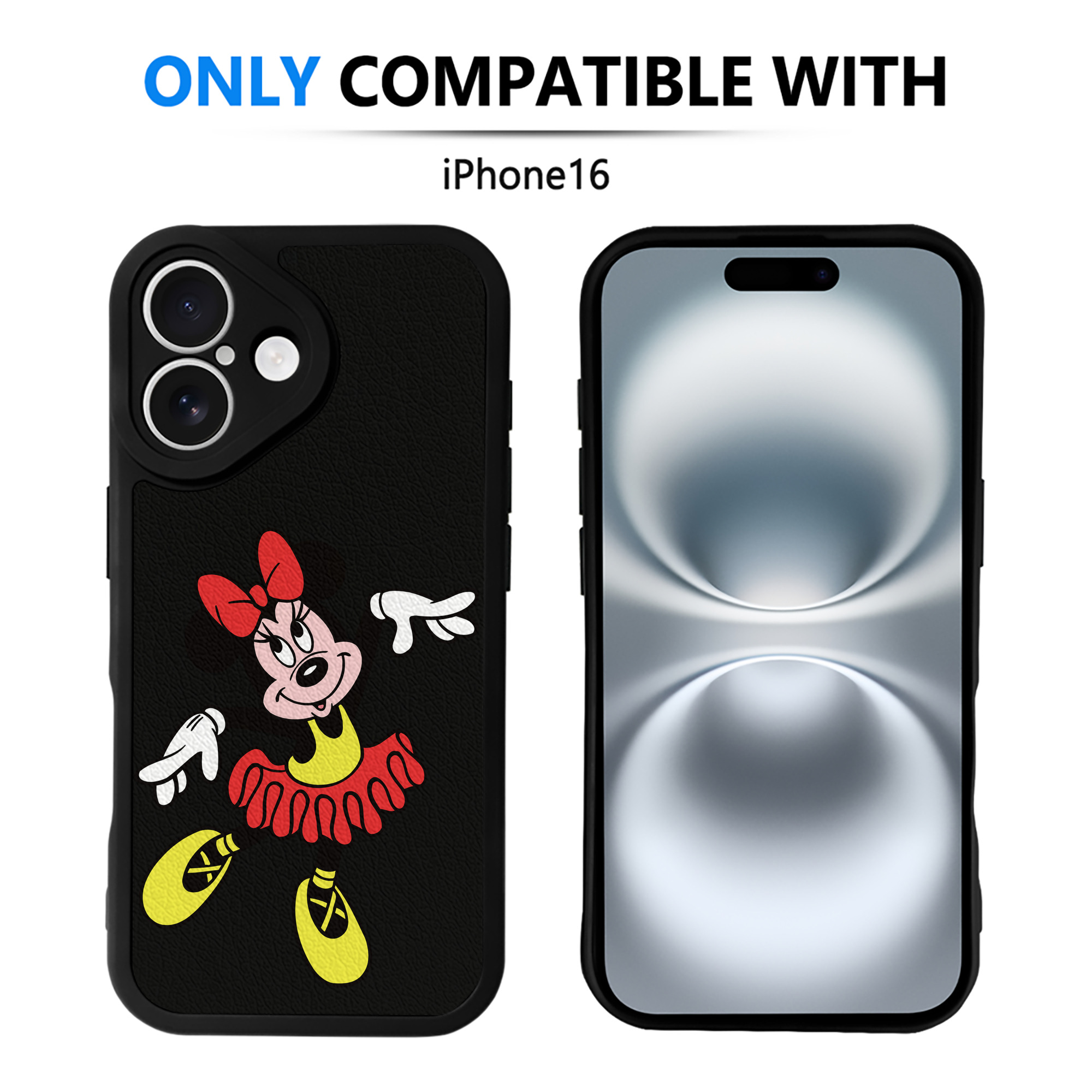 （画像用） ミッキーマウス Mickey Mouse 【iPhone 16シリーズ対応】シリコンスマホケース（レザー調） 材質：シリコン